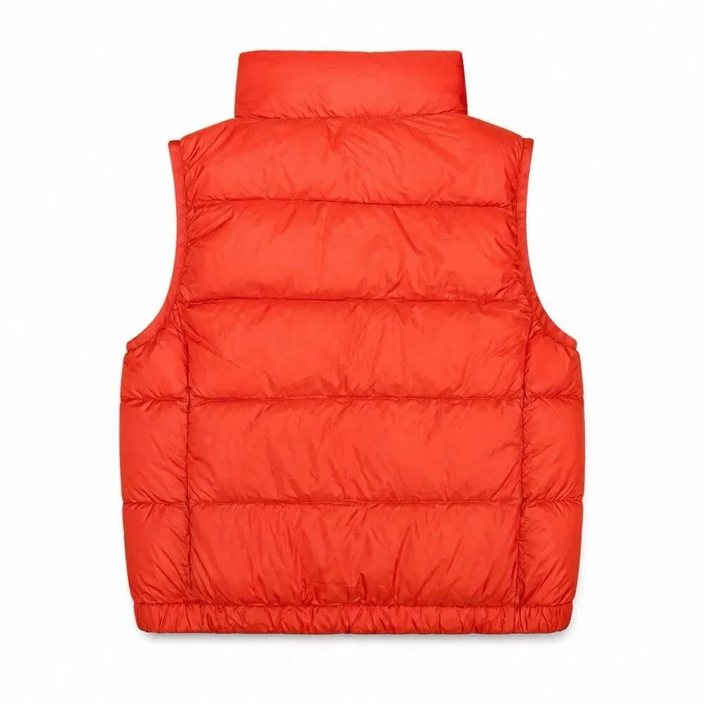 UNIQLO Quilted Puffer Vest Kids 3-4Y Orange Ultra Light Packable Full Zip New